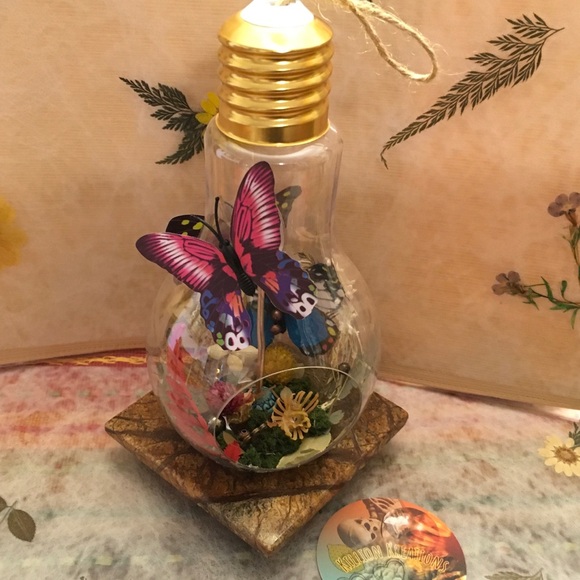 Handmade Butterfly Light Bulb Terrarium